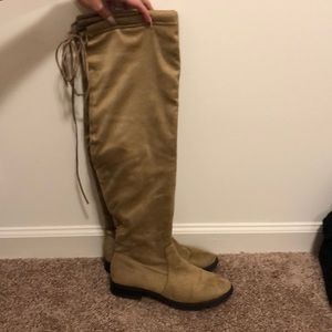 Knee High Cream Boots